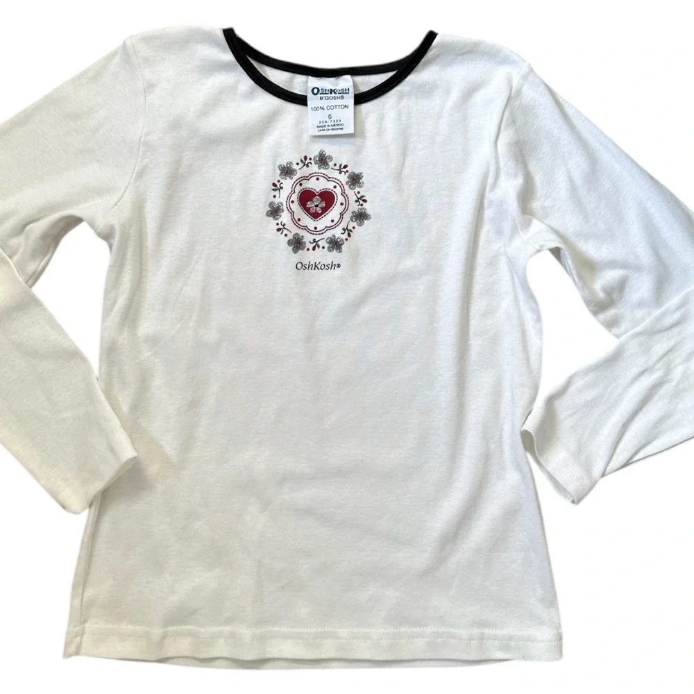 Vintage 90s/Y2K NEW OshKosh B'gosh Girl’s Graphic Long Sleeve Shirt